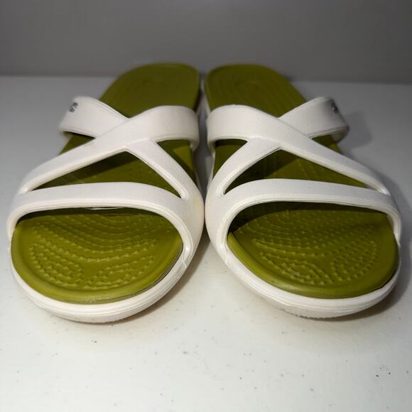 Crocs PATRICIA II Womens Size 7 Strappy Sandals Slides White Green Wedge - Picture 6 of 6